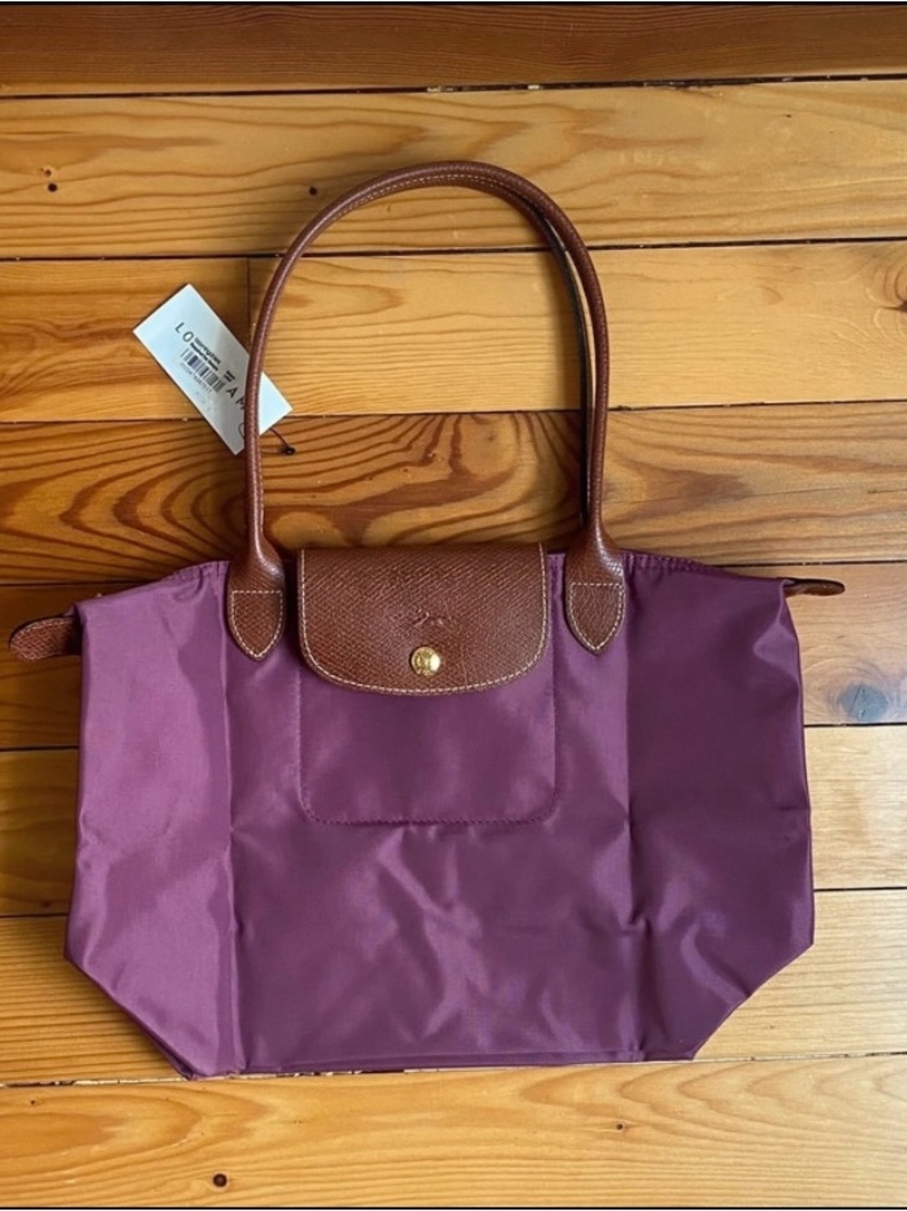 NWT Longchamp Le Pliage Medium Tote in Retired Fig Colorway Made In France